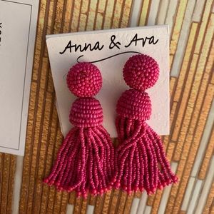 NWT Anna & Ava pink tassel earrings